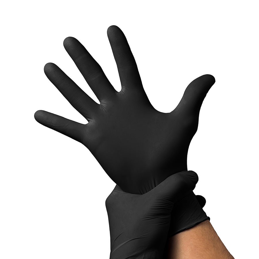 Перчатки Dispodent NITRILE, нитриловые черные,текстура на пальцах неопудренные, нестерильные (100 шт)