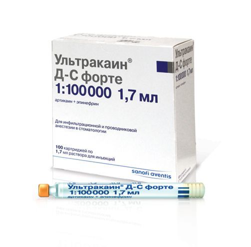 Анестетик карпульный Ультракаин Д-С форте ,1:100 000 ,1,7 мл , 100 шт. (синий)