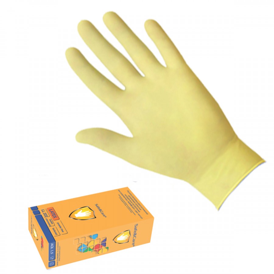 Перчатки Safe&Care Желтые латексные неопудренные стоматологические (100 шт.)  LN 222 (6019)