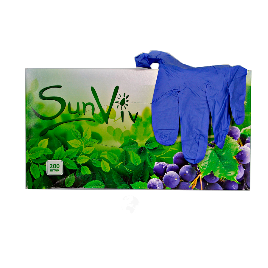 Перчатки SunViv смотровые нитриловые, Синие (200 шт.) 42-23