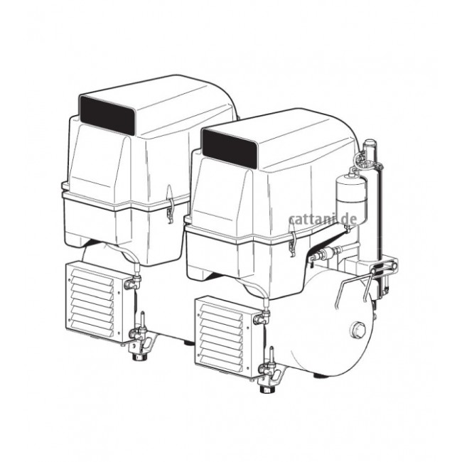 Cattani 150-476 - безмасляный компрессор для 7-ми стоматологических установок, c осушителем, без кожуха, с ресивером 150 л, 476 л/мин